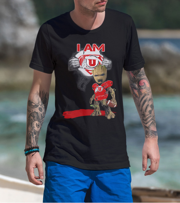I Am Utes Baby Groot Superman Football T-Shirt