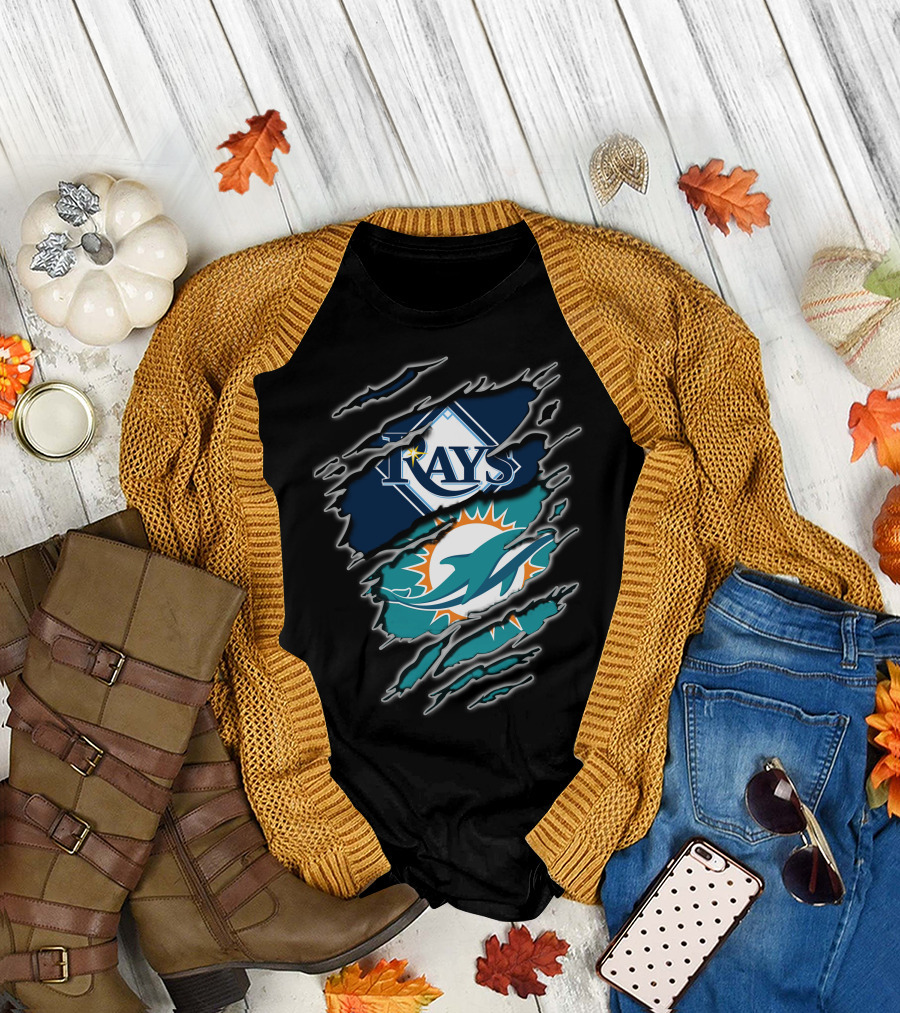 Rays Dolphins Ripped T-Shirt