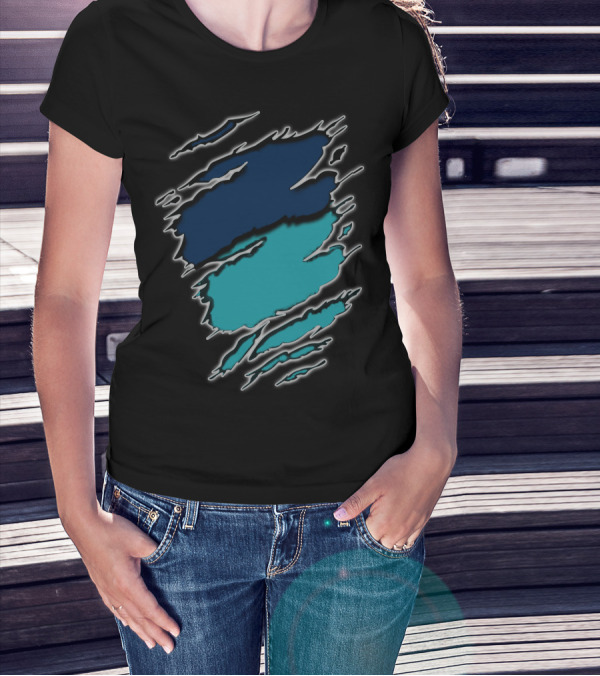 Dolphins Rays9 Blue Teal Abstract Claw Marks T-Shirt