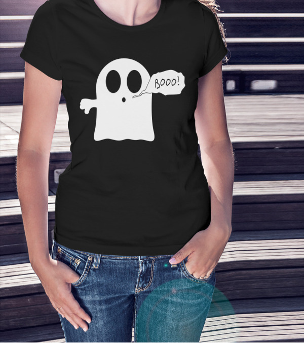 Booo Ghost With Surprised Expression And Speech Bubble T-Shirt