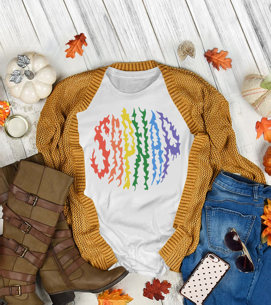 Sapnap Colorful Rainbow Flame Text T-Shirt