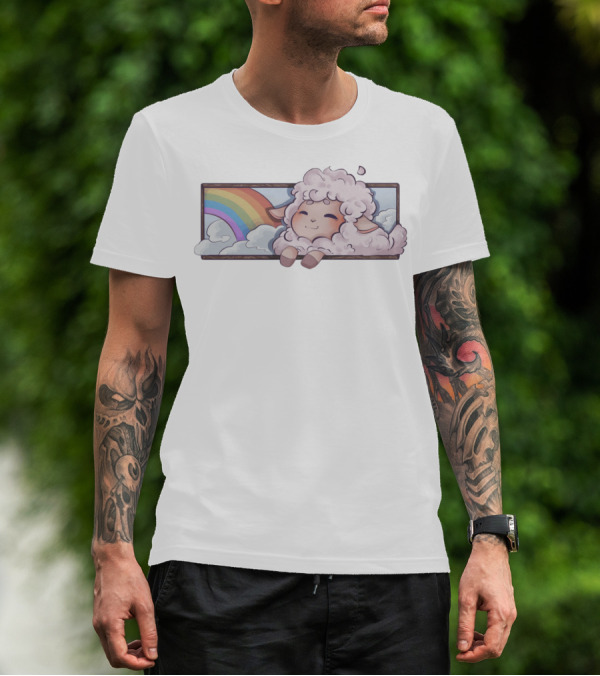 Captain Puffy Merch Cute Sheep Rainbow Clouds T-Shirt
