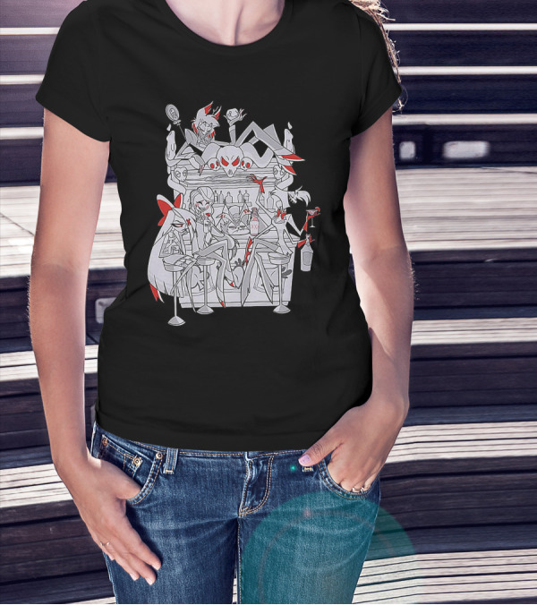 Hazbin Hotel Charlie Bar Scene With Angel Dust And Alastor T-Shirt