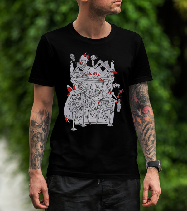 Hazbin Hotel Charlie Bar Scene With Angel Dust And Alastor T-Shirt