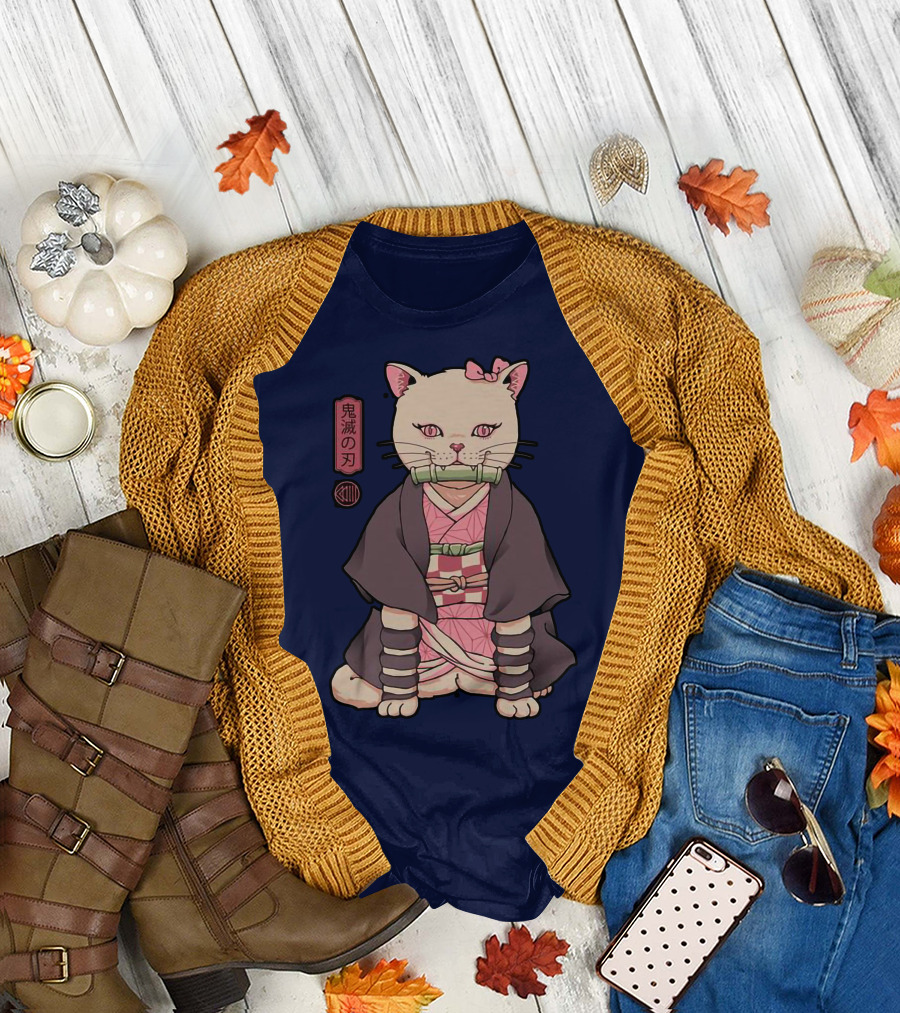 Stolas Store Nezuko Cat Demon Slayer T-Shirt