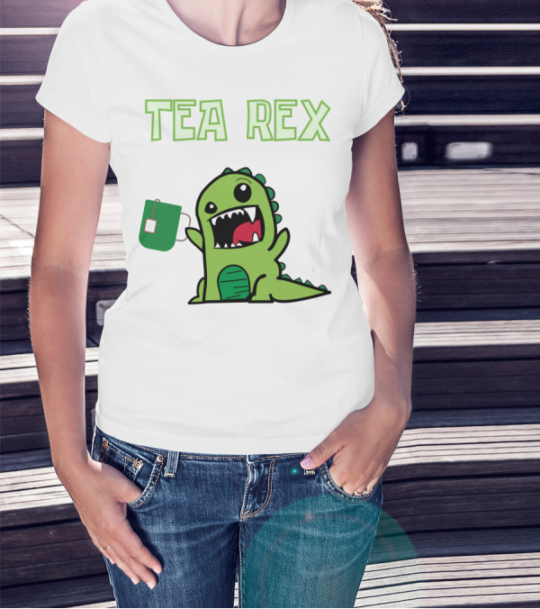 Tea Rex Dinosaur Holding Tea Bag T-Shirt