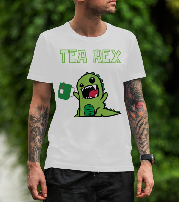 Tea Rex Dinosaur Holding Tea Bag T-Shirt