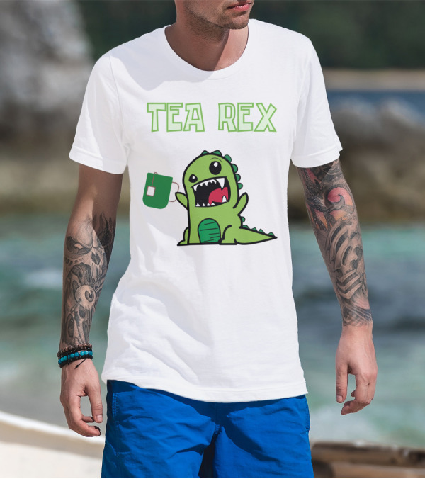 Tea Rex Dinosaur Holding Tea Bag T-Shirt