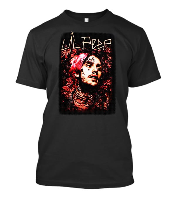 Lil Peep Floral Red Tattoo Portrait Star Headshot T-Shirt