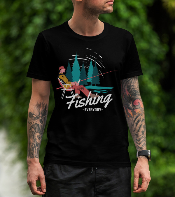 Fishing Everyday Relaxing Outdoors With Pine Trees T-Shirt