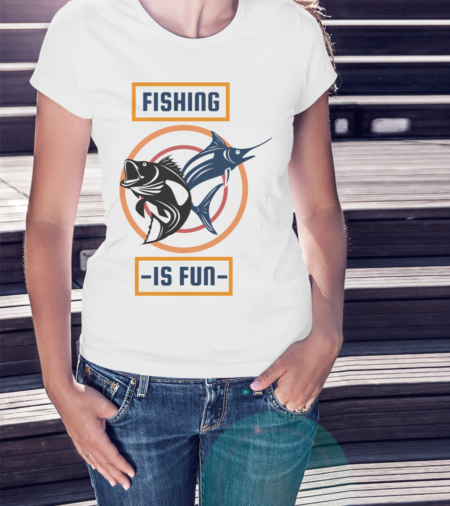 Fishing Is Fun Marlin And Bass Circular Target T-Shirt