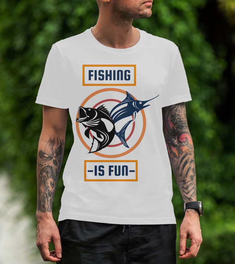 Fishing Is Fun Marlin And Bass Circular Target T-Shirt