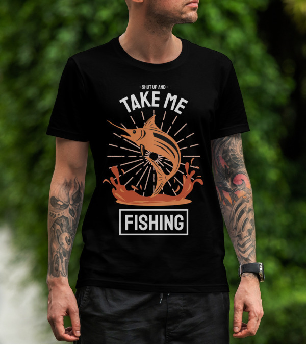 Shut Up And Take Me Fishing Marlin Jump Splash T-Shirt