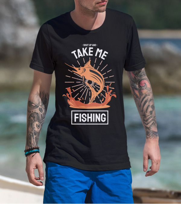 Shut Up And Take Me Fishing Marlin Jump Splash T-Shirt