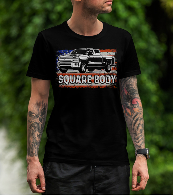 Patriotic American Flag Square Body Truck T-Shirt