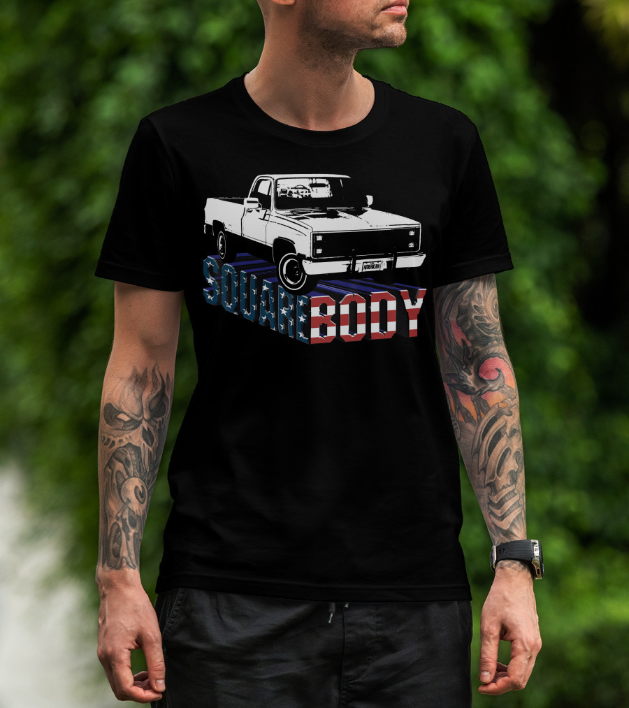 American Flag Squarebody Truck Patriotic American Square Body T-Shirt