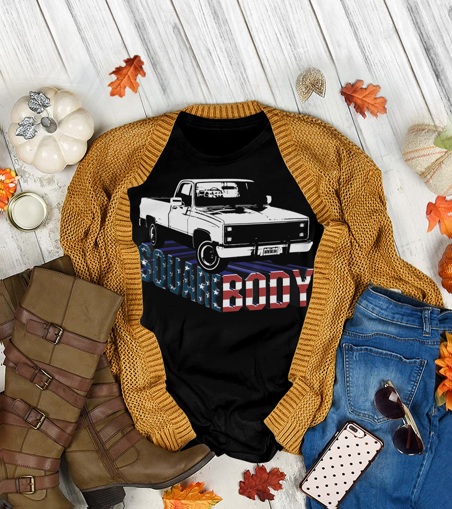 American Flag Squarebody Truck Patriotic American Square Body T-Shirt