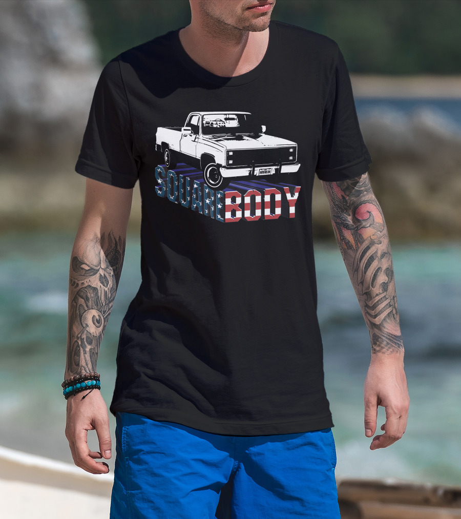 American Flag Squarebody Truck Patriotic American Square Body T-Shirt