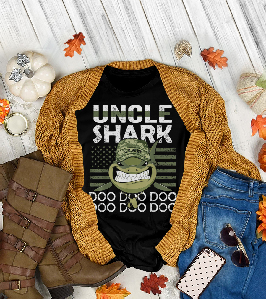 U.S. Army Uncle Shark Doo Doo Doo Flag T-Shirt