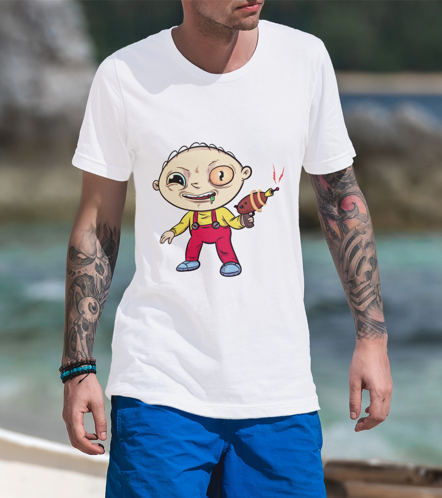 Psychedelic Stewie Griffin With Ray Gun T-Shirt
