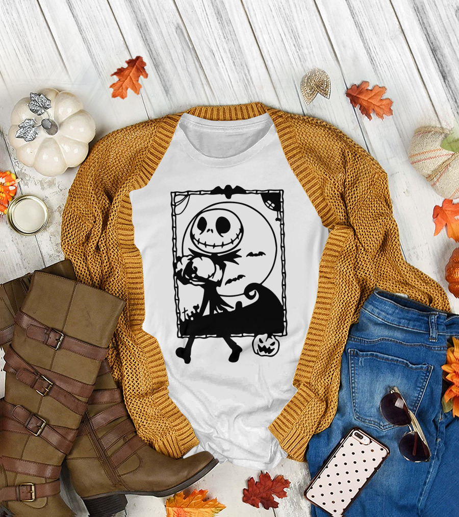Little Jack Pumpkin Silhouette with Moon and Pumpkin Accents T-Shirt
