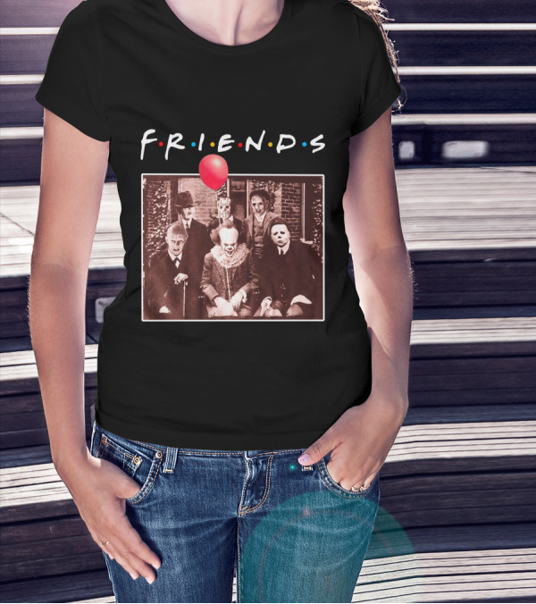 FRIENDS Horror Characters With Red Balloon Image T-Shirt