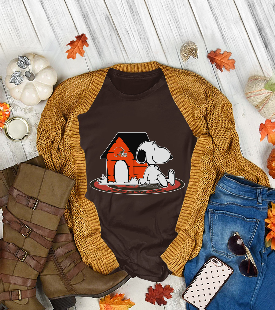 Cleveland Browns Football Fan Snoopy Now And Forever T-Shirt