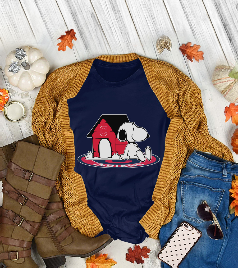 Snoopy Cleveland Indians Baseball Fan Now And Forever T-Shirt