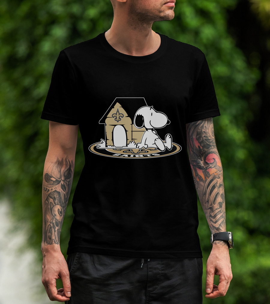 New Orleans Saints Football Fan Now And Forever Peanuts Snoopy Fleur-De-Lis Doghouse T-Shirt