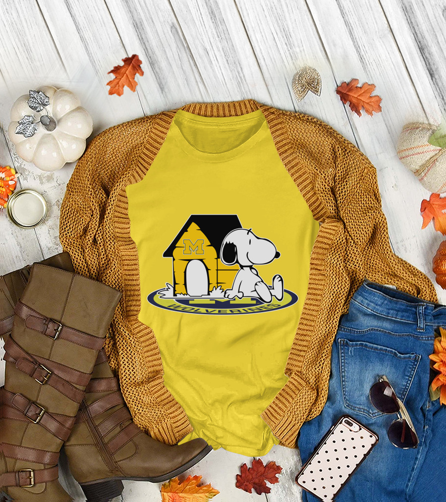 Michigan Wolverines Snoopy Doghouse Fan Now And Forever T-Shirt