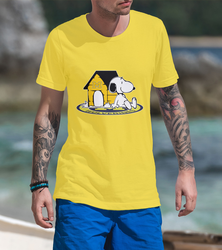 Michigan Wolverines Snoopy Doghouse Fan Now And Forever T-Shirt