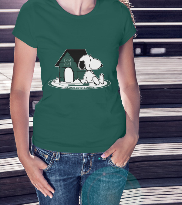 Michigan State Spartans Fan Now And Forever Snoopy Peanuts Doghouse T-Shirt