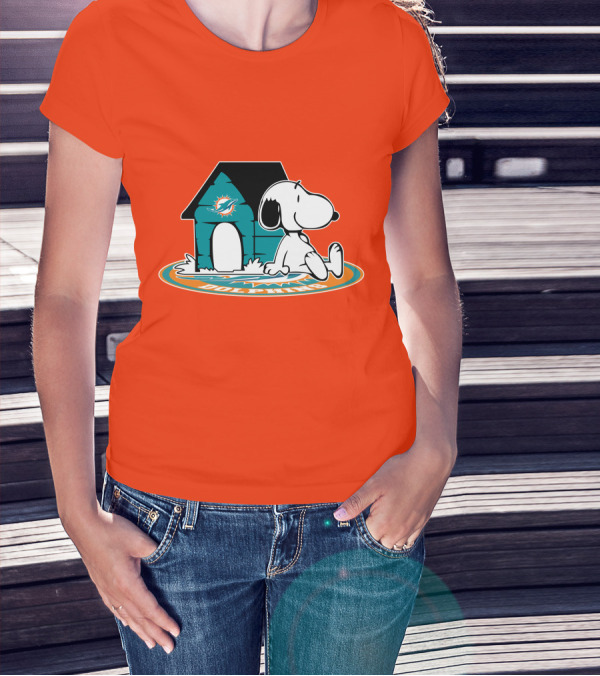 Miami Dolphins Fan Forever With Snoopy House T-Shirt
