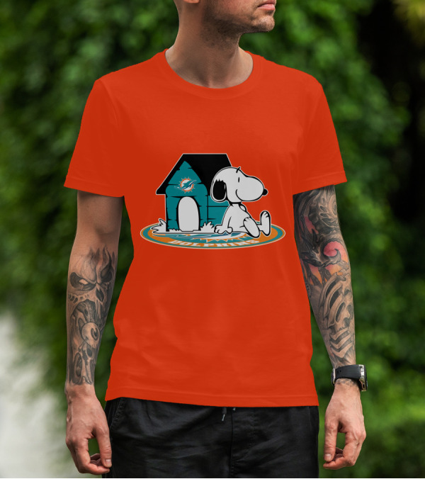 Miami Dolphins Fan Forever With Snoopy House T-Shirt