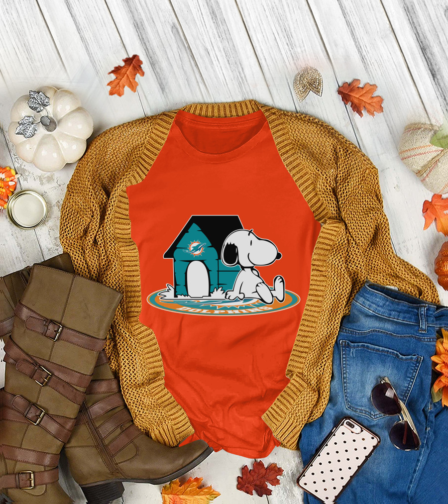 Miami Dolphins Fan Forever with Snoopy House T-Shirt