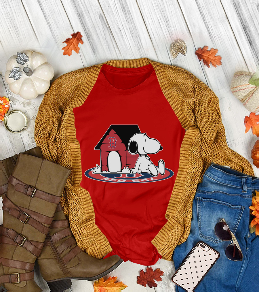 Boston Red Sox Snoopy Fan Now And Forever T-Shirt
