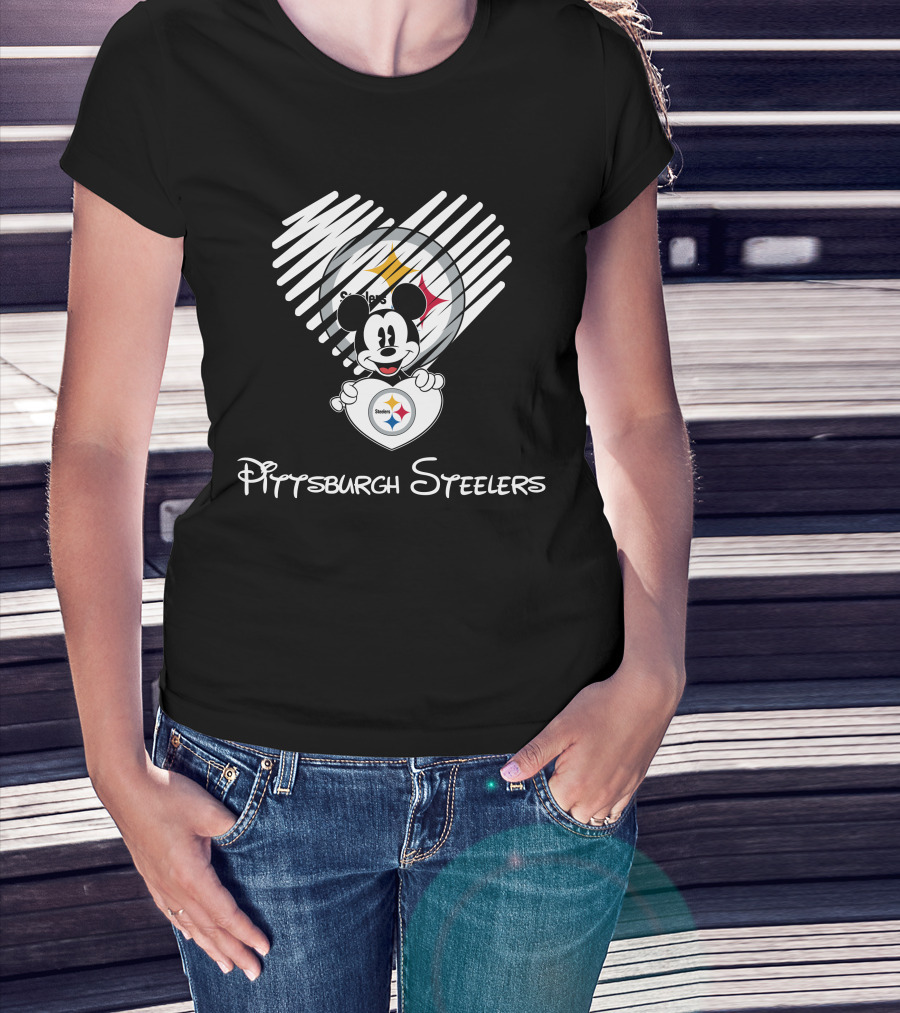 Pittsburgh Steelers Mickey Mouse Heart T-Shirt