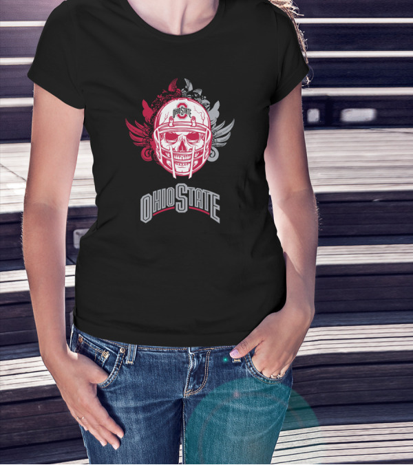 Ohio State Buckeyes Skull Helmet Art With Wings T-Shirt