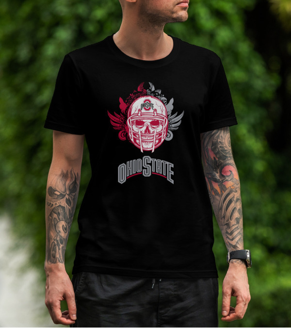 Ohio State Buckeyes Skull Helmet Art With Wings T-Shirt