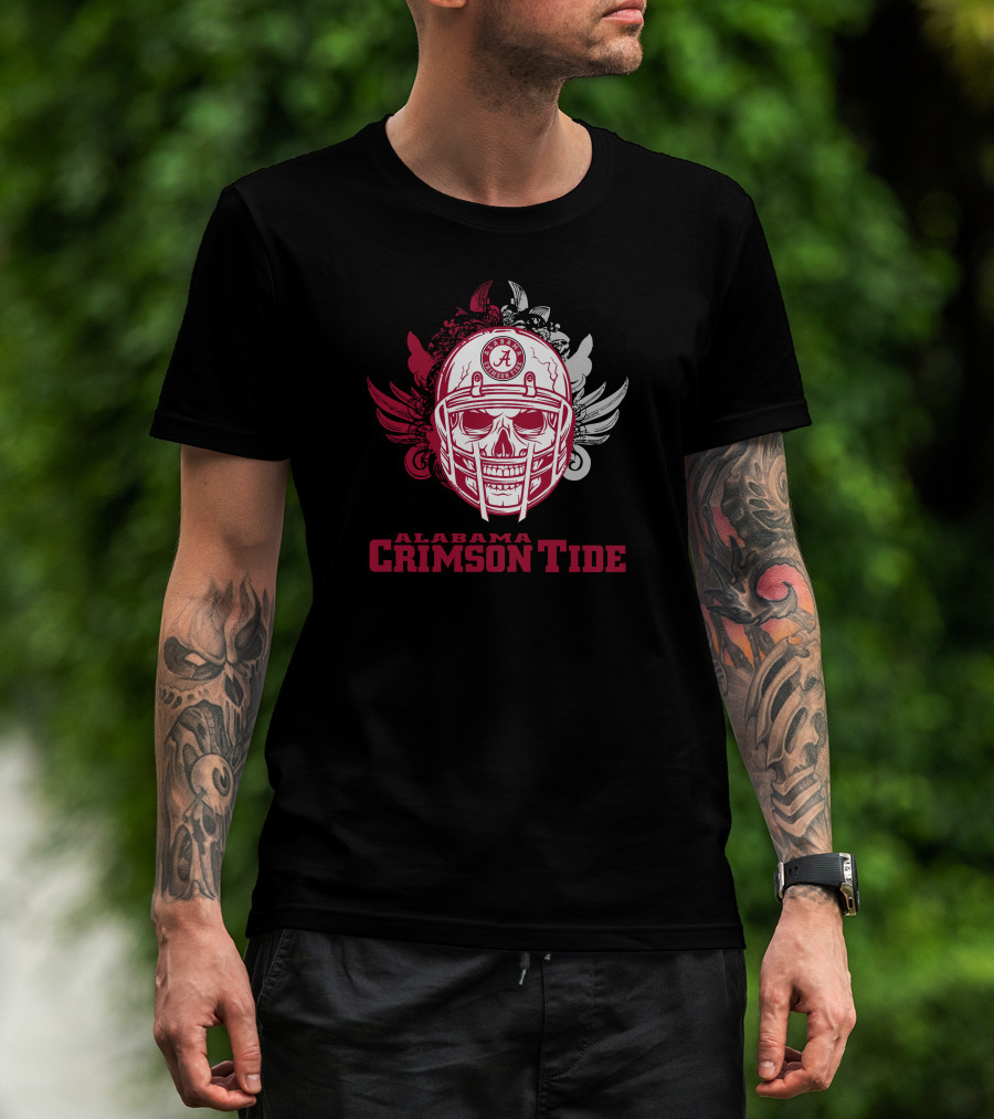 Alabama Crimson Tide Skull Football Helmet T-Shirt