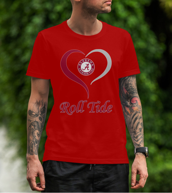Alabama Crimson Tide Roll Tide Heart T-Shirt