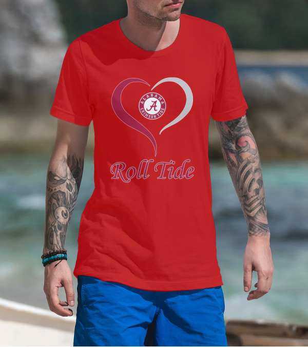 Alabama Crimson Tide Roll Tide Heart T-Shirt