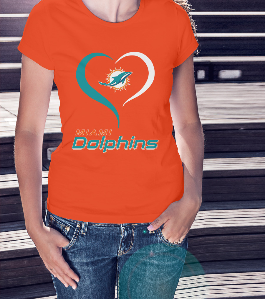Miami Dolphins Heart T-Shirt