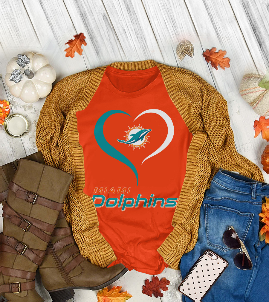 Miami Dolphins Heart T-Shirt