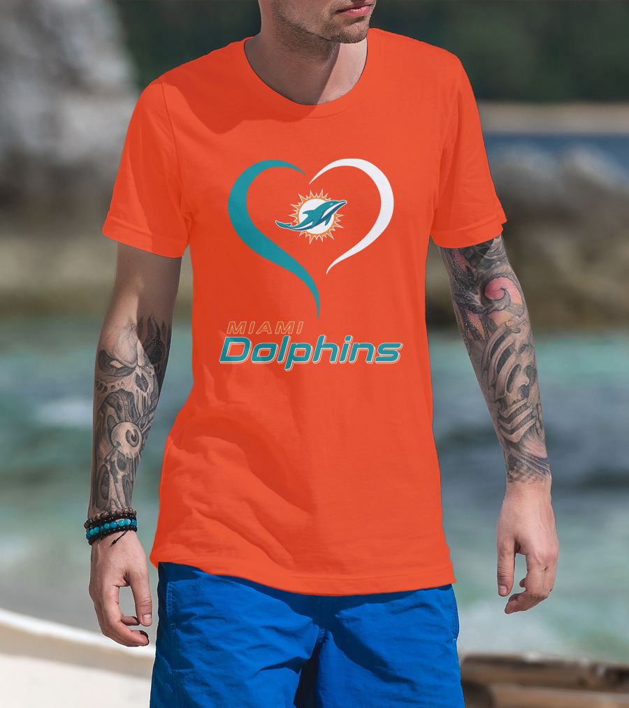 Miami Dolphins Heart T-Shirt