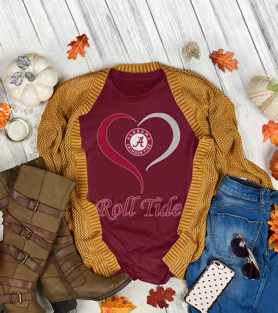 Alabama Crimson Tide Heart Roll Tide T-Shirt