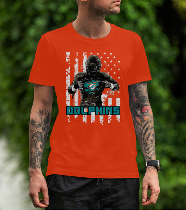 Dolphins Superhero Unveiling Miami Pride Flag T-Shirt