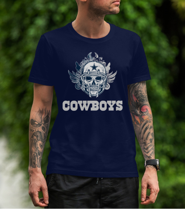 Cowboys Skull Helmet Star Wings T-Shirt