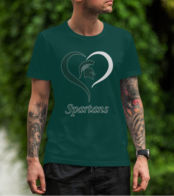 Spartans Heart Michigan State Spartan Helmet T-Shirt