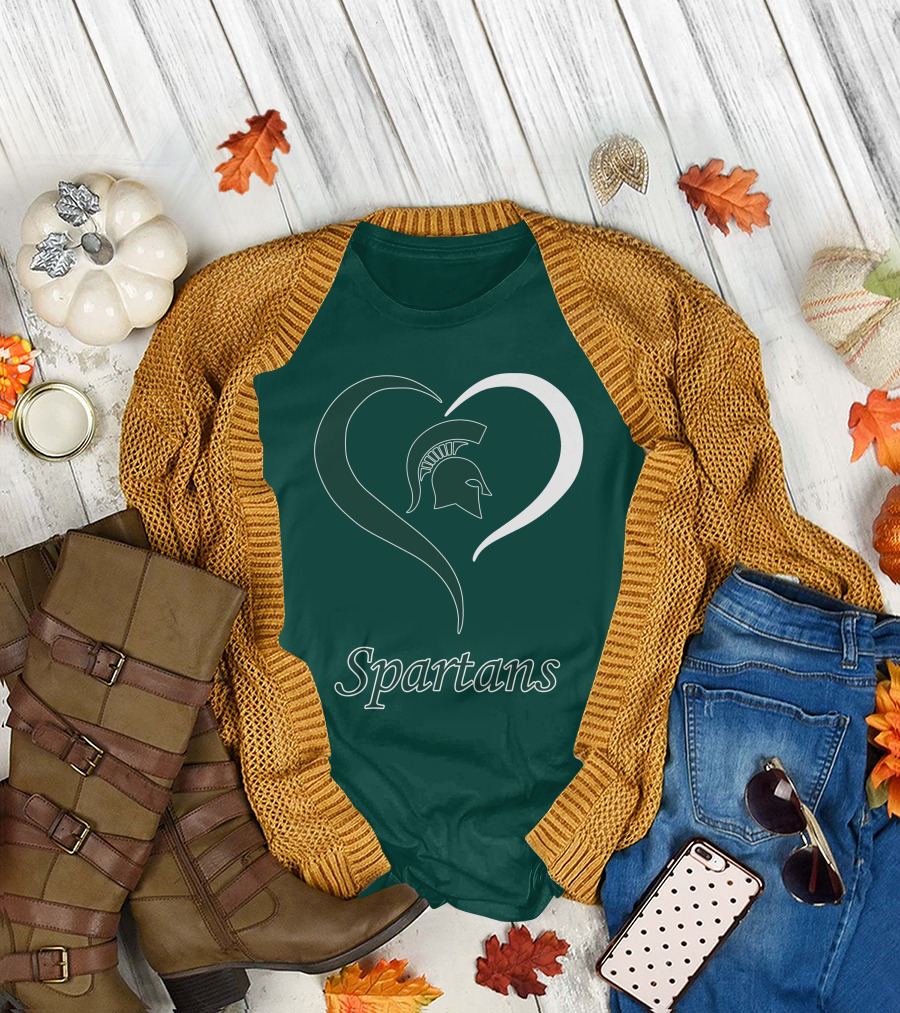 Spartans Heart Michigan State Spartan Helmet T-Shirt